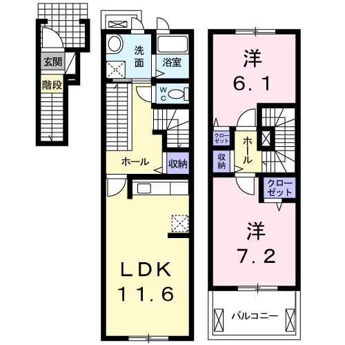 インプレスA(2LDK/2階)の間取り写真