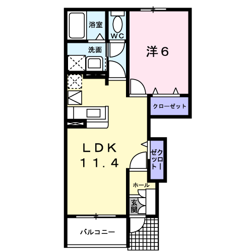 メゾン・ジェルメⅡ(1LDK/1階)の間取り写真