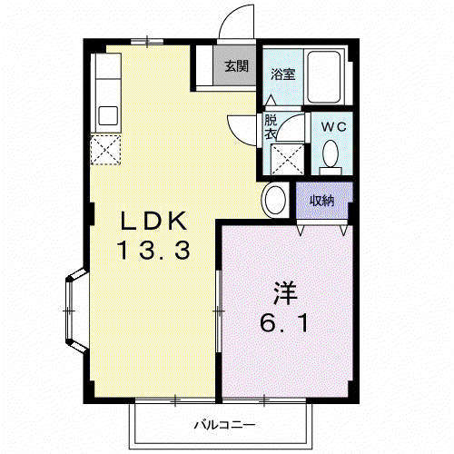 ベア立田(1LDK/2階)の間取り写真