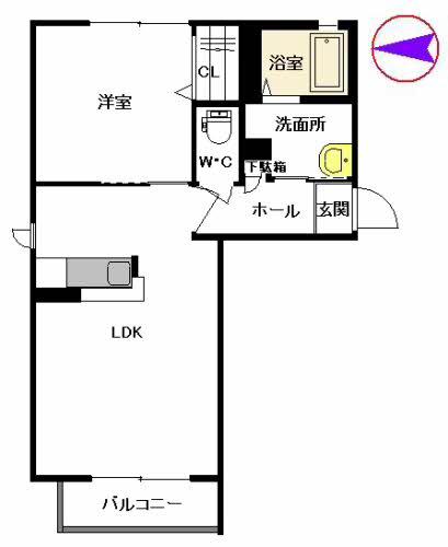 ボヌール・カーサ (1LDK/1階)の間取り写真