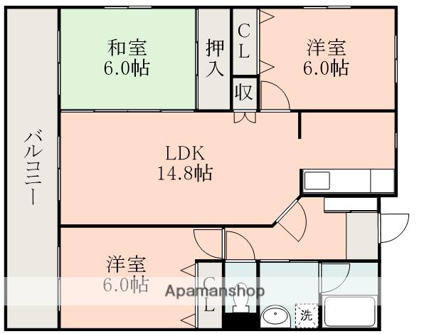 メゾン・ド・ソレイユ若葉(3LDK/1階)の間取り写真