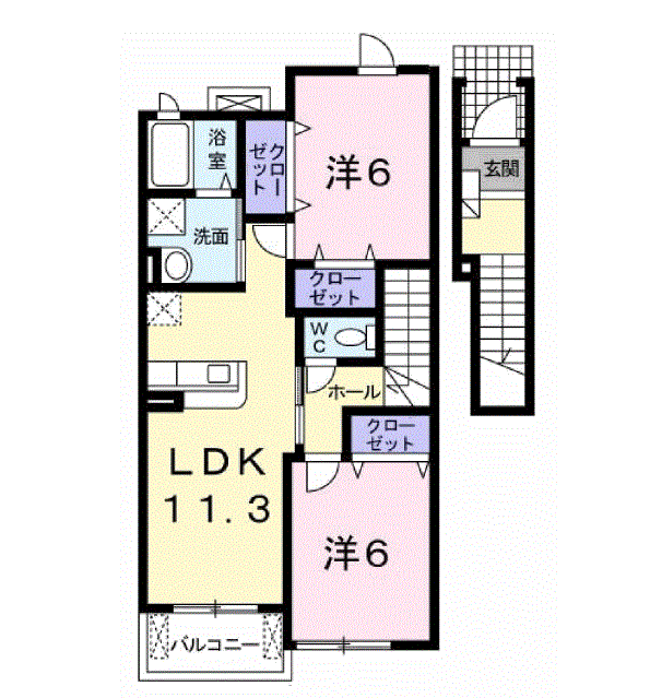 LIBRAHOUSEⅢ(2LDK/2階)の間取り写真