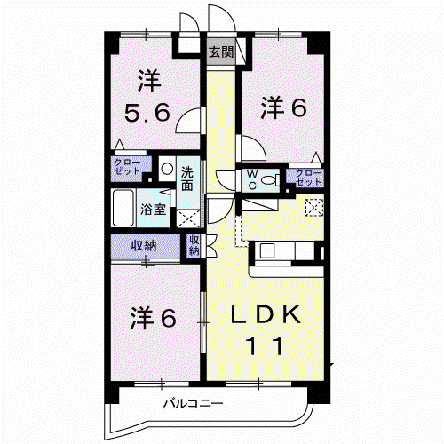 サン・アムール壱番館(3LDK/3階)の間取り写真