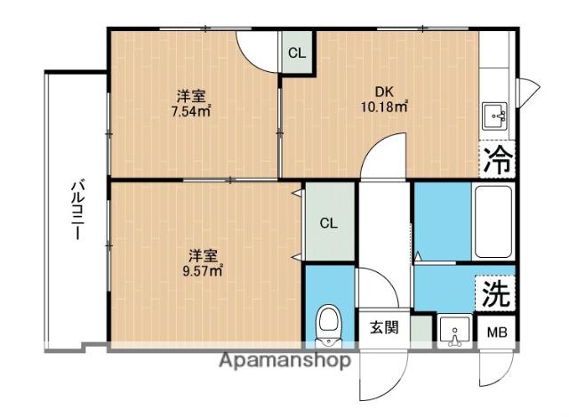 ル・シャトン(2DK/3階)の間取り写真