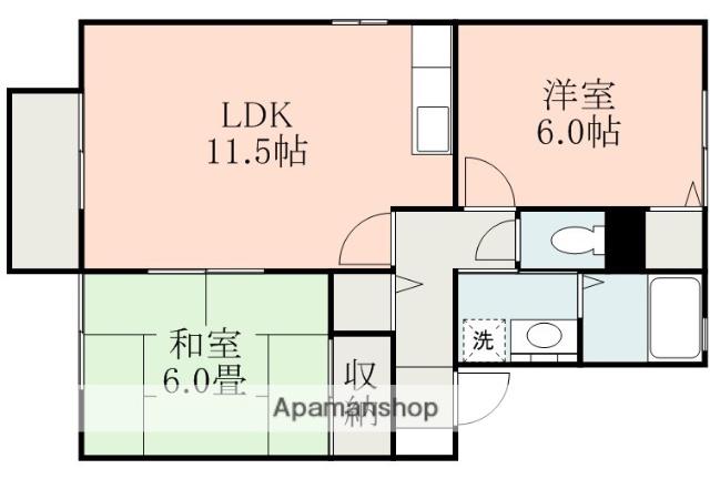 クロノス27飛田B(2LDK/1階)の間取り写真