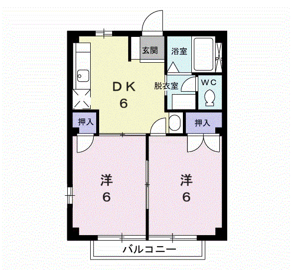 ハウス.バンブ(2DK/1階)の間取り写真
