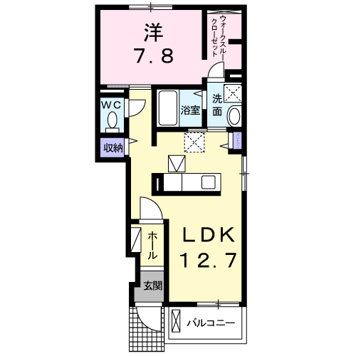 オークスレジデンスⅡ(1LDK/1階)の間取り写真