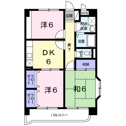 グレース江越(3DK/2階)の間取り写真