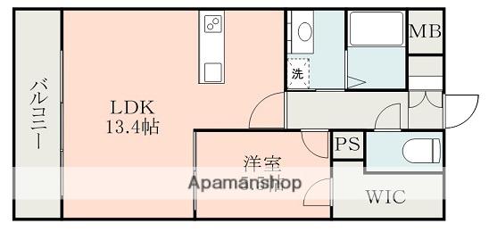 ル・シエル水前寺(1LDK/4階)の間取り写真