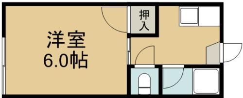 WINGつばさ(1K/1階)の間取り写真