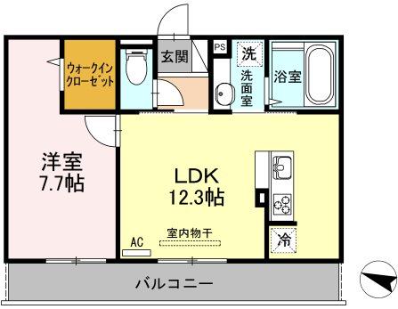 ラ・ジュネス(1LDK/2階)の間取り写真