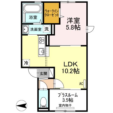 セキュレア須屋 C棟(1LDK/2階)の間取り写真