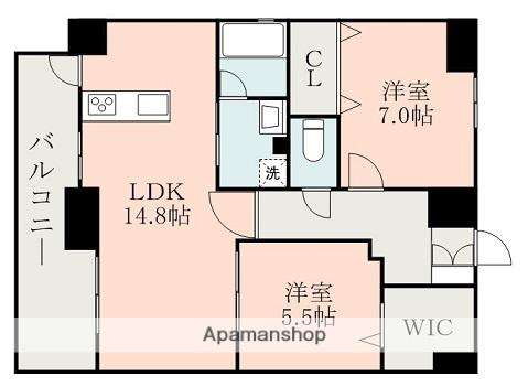 フォーエス神水(2LDK/10階)の間取り写真