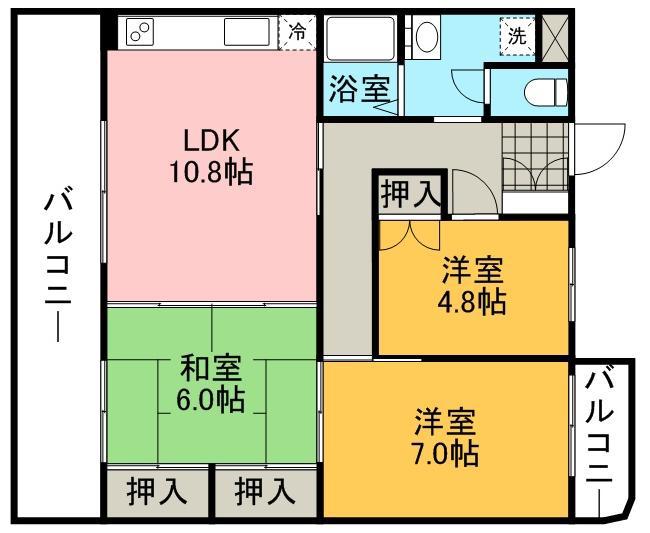 プルメリア(3LDK/3階)の間取り写真