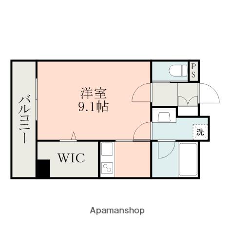 グラン月出(1K/2階)の間取り写真