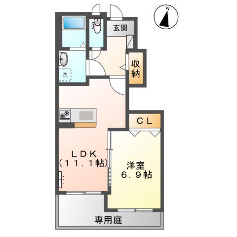 ソラ・ベルナール(1LDK/1階)の間取り写真