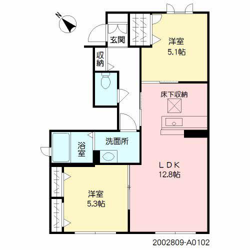 アトラス帯山 (2LDK/1階)の間取り写真