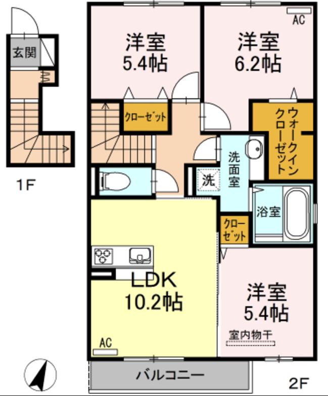 シャルマン・エスト(3LDK/2階)の間取り写真