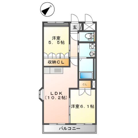 LEX-K8(2LDK/3階)の間取り写真