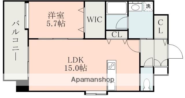 ロザリアンプレイス南熊本(1LDK/3階)の間取り写真