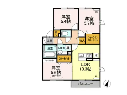 リヤン上南部(3LDK/2階)の間取り写真