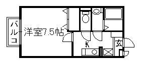 カジュプレーン(1K/1階)の間取り写真