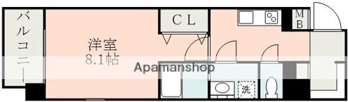 ラ・シック神水(1K/3階)の間取り写真