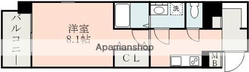 ラ・シック神水(1K/4階)の間取り写真