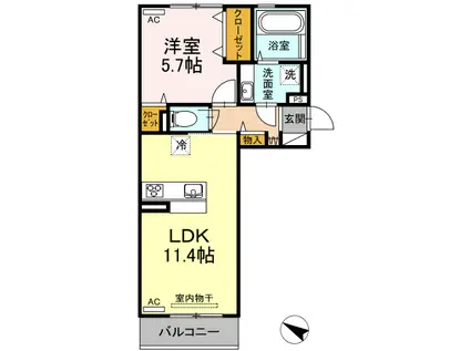 ボナール ゆう(1LDK/3階)の間取り写真