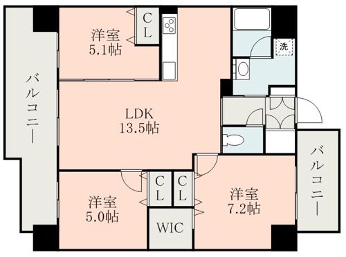 サクシード保田窪Ⅱ(3LDK/4階)の間取り写真