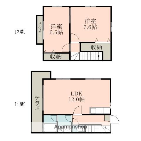 ディー・ルーエ秋津A(2LDK/1階)の間取り写真