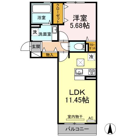 メゾン けやき通(1LDK/1階)の間取り写真
