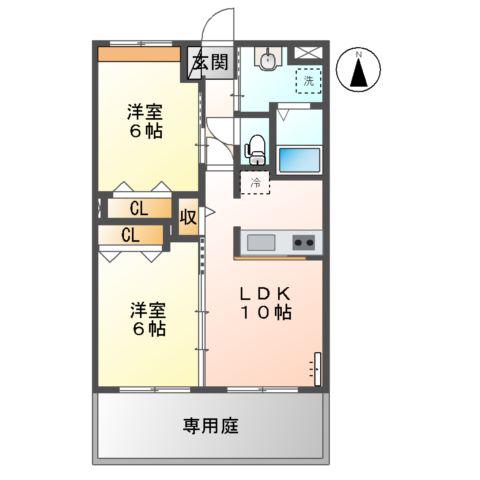 モンクール(2LDK/1階)の間取り写真
