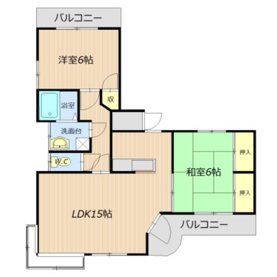 ヴェルデ2(2LDK/2階)の間取り写真