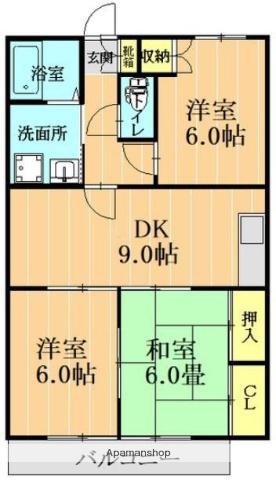 クロスディアⅠ(3DK/3階)の間取り写真