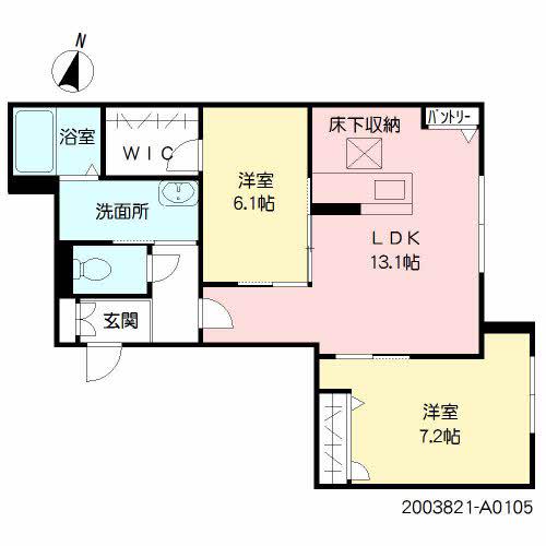 エヌ・ステータス国府(2LDK/1階)の間取り写真