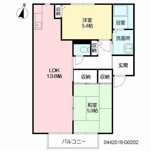 サンフラワー武蔵野台G(2LDK/2階)の間取り写真