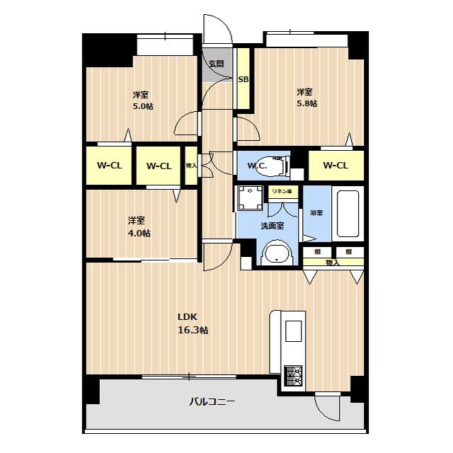 LIBTH菊陽(3LDK/6階)の間取り写真