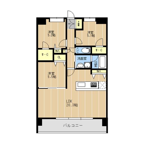 LIBTH原水(3LDK/2階)の間取り写真