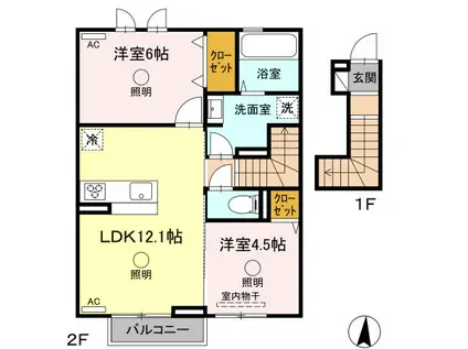 D-ROOM南高江(2LDK/2階)の間取り写真
