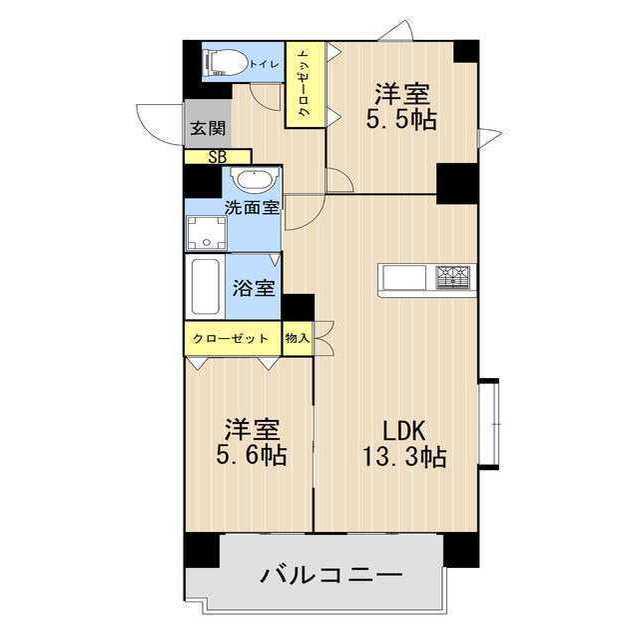 ル・ボヌール(2LDK/5階)の間取り写真