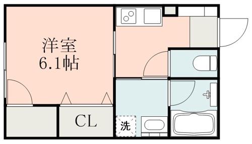 ラ・ポルテ光の森北Ⅵ(1K/2階)の間取り写真