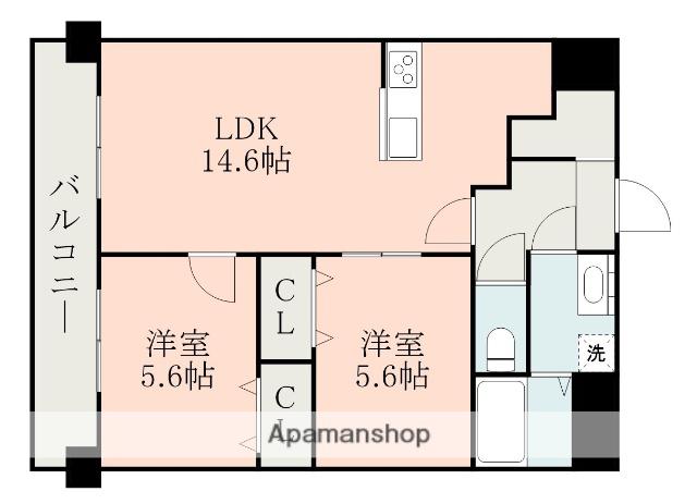 CHAINON楡木(2LDK/6階)の間取り写真