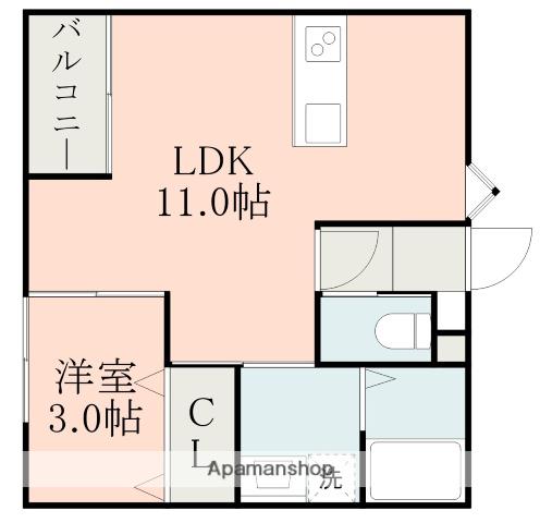 MACOMO大津(1LDK/2階)の間取り写真