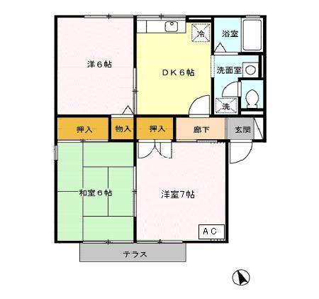 セジュールコート(3DK/1階)の間取り写真