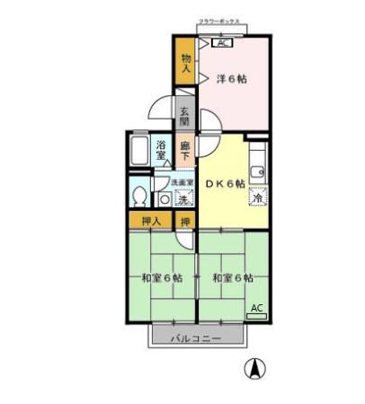 セジュールコートⅡ(3DK/2階)の間取り写真