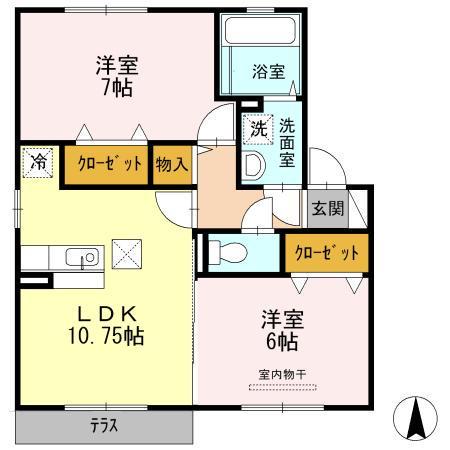メゾン・ラフィーネ(2LDK/1階)の間取り写真