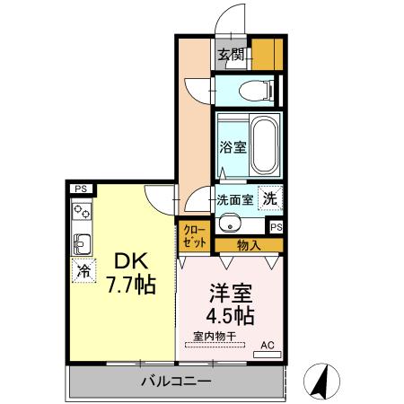 セジュール リ・ブロン(1DK/2階)の間取り写真