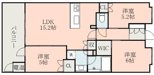 クレアネクスト尾ノ上レジデンス(3LDK/8階)の間取り写真