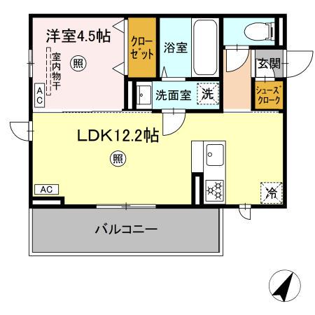 西熊本MY(1LDK/2階)の間取り写真